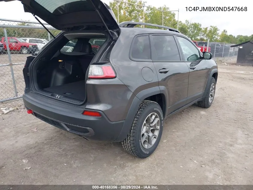 2022 Jeep Cherokee Trailhawk 4X4 VIN: 1C4PJMBX0ND547668 Lot: 40168356