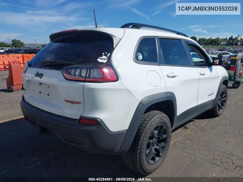 2022 Jeep Cherokee Trailhawk 4X4 VIN: 1C4PJMBX3ND552038 Lot: 40294981