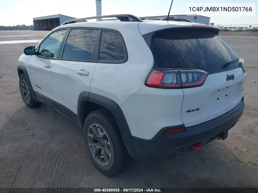 2022 Jeep Cherokee Trailhawk 4X4 VIN: 1C4PJMBX1ND501766 Lot: 40368055