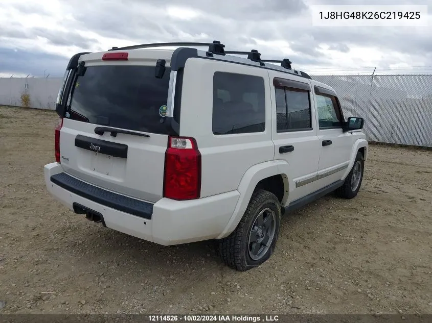 2006 Jeep Commander VIN: 1J8HG48K26C219425 Lot: 12114526