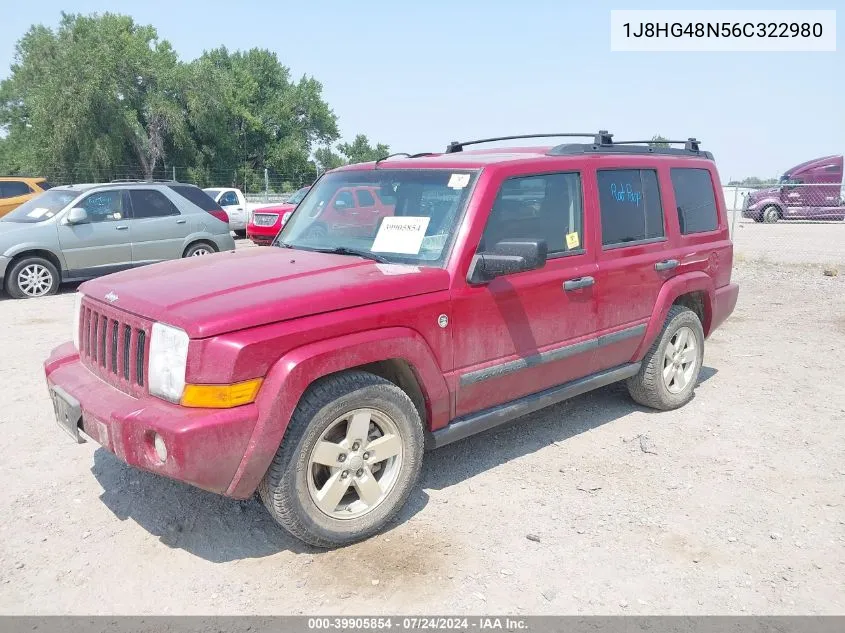 2006 Jeep Commander VIN: 1J8HG48N56C322980 Lot: 39905854