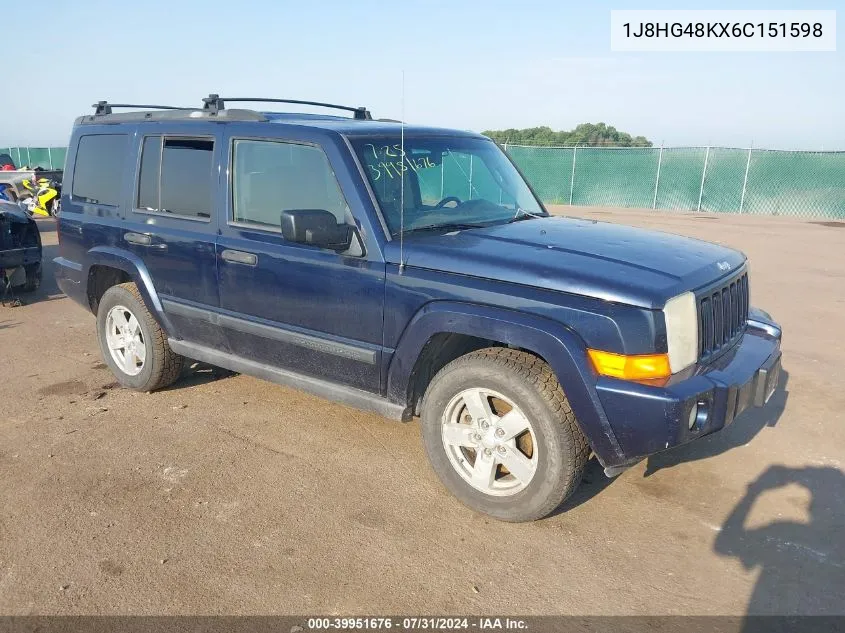 2006 Jeep Commander VIN: 1J8HG48KX6C151598 Lot: 39951676