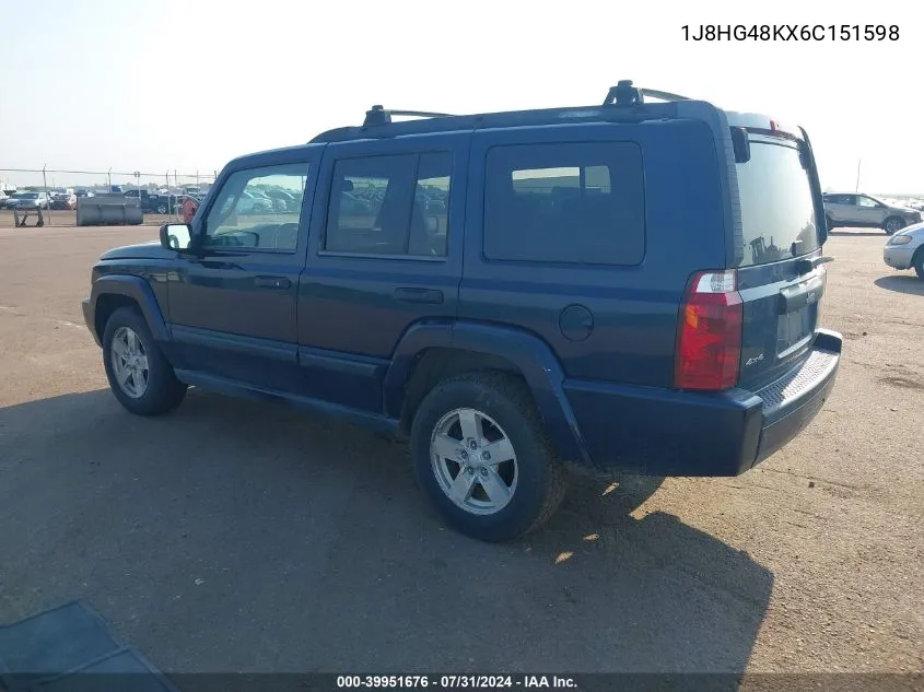 2006 Jeep Commander VIN: 1J8HG48KX6C151598 Lot: 39951676