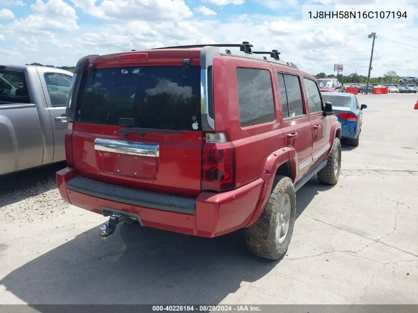 2006 Jeep Commander Limited VIN: 1J8HH58N16C107194 Lot: 40228184