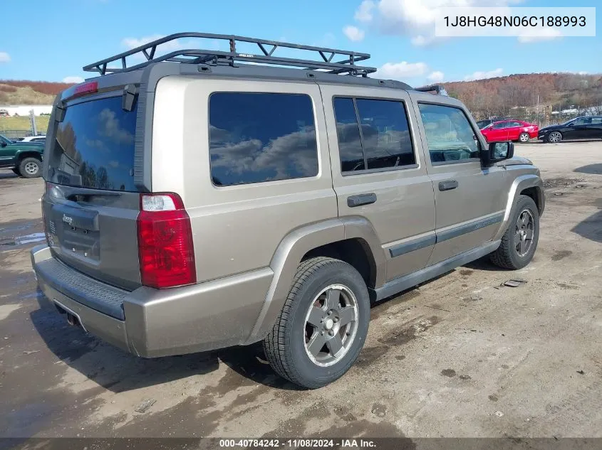 2006 Jeep Commander VIN: 1J8HG48N06C188993 Lot: 40784242