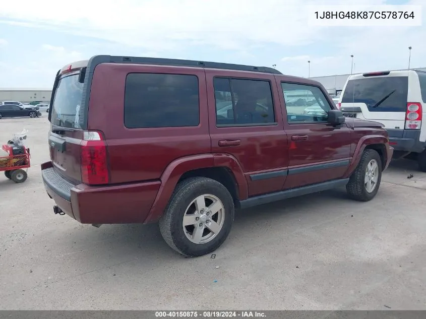 2007 Jeep Commander Sport VIN: 1J8HG48K87C578764 Lot: 40150875