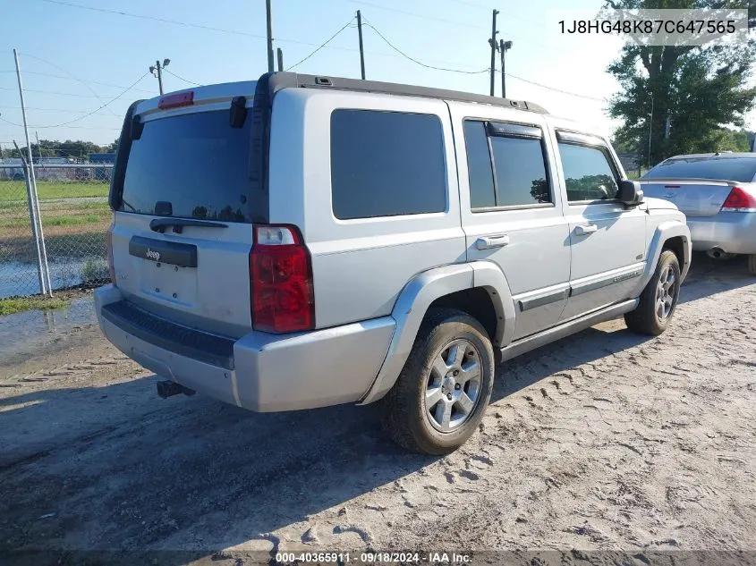 2007 Jeep Commander VIN: 1J8HG48K87C647565 Lot: 40365911