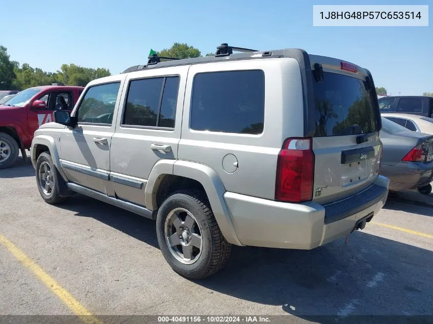 2007 Jeep Commander Sport VIN: 1J8HG48P57C653514 Lot: 40491156