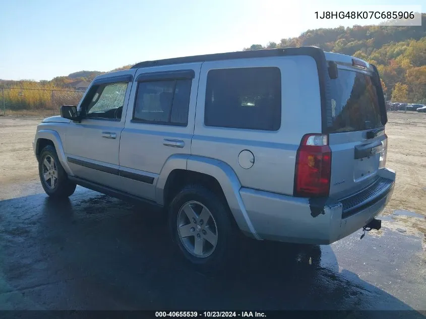 2007 Jeep Commander Sport VIN: 1J8HG48K07C685906 Lot: 40655539