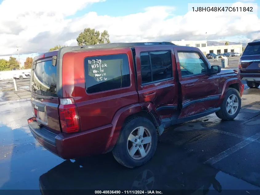 2007 Jeep Commander Sport VIN: 1J8HG48K47C611842 Lot: 40836490