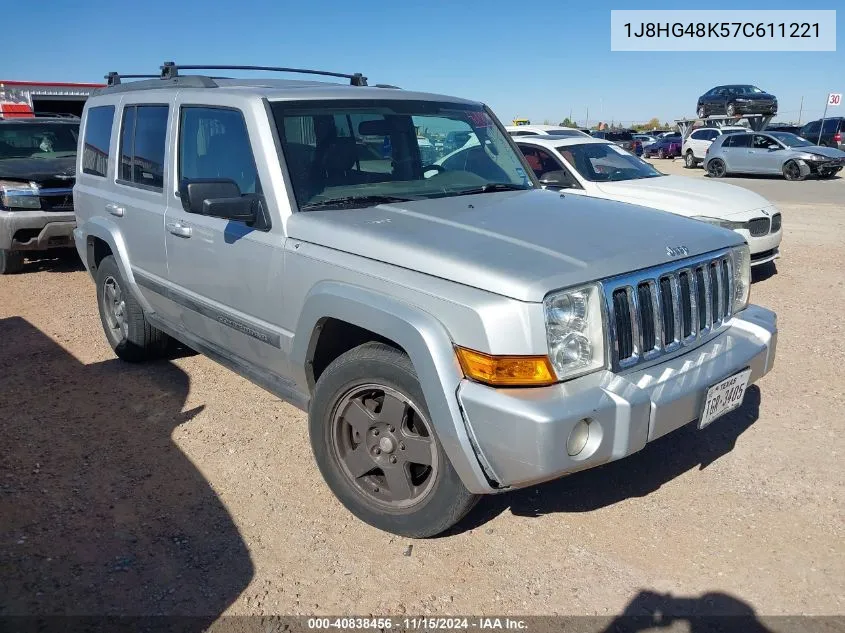 2007 Jeep Commander Sport VIN: 1J8HG48K57C611221 Lot: 40838456