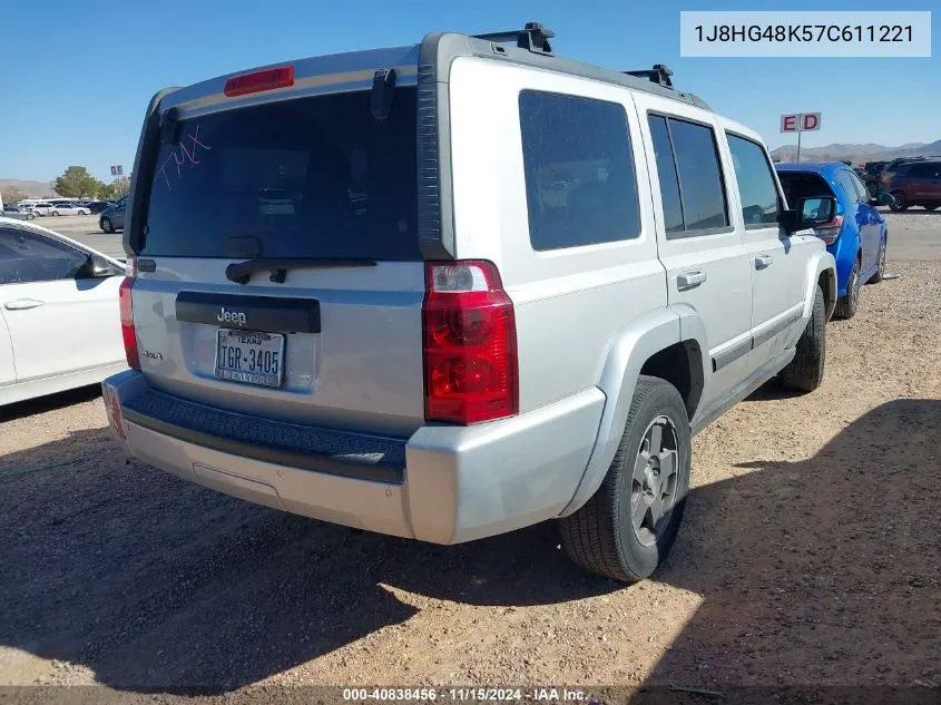 2007 Jeep Commander Sport VIN: 1J8HG48K57C611221 Lot: 40838456