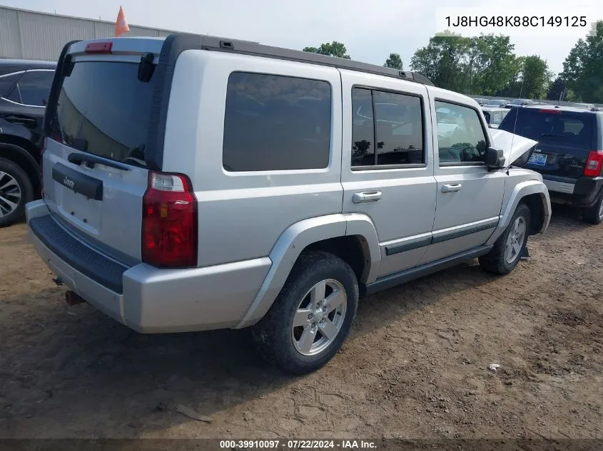 2008 Jeep Commander Sport VIN: 1J8HG48K88C149125 Lot: 39910097