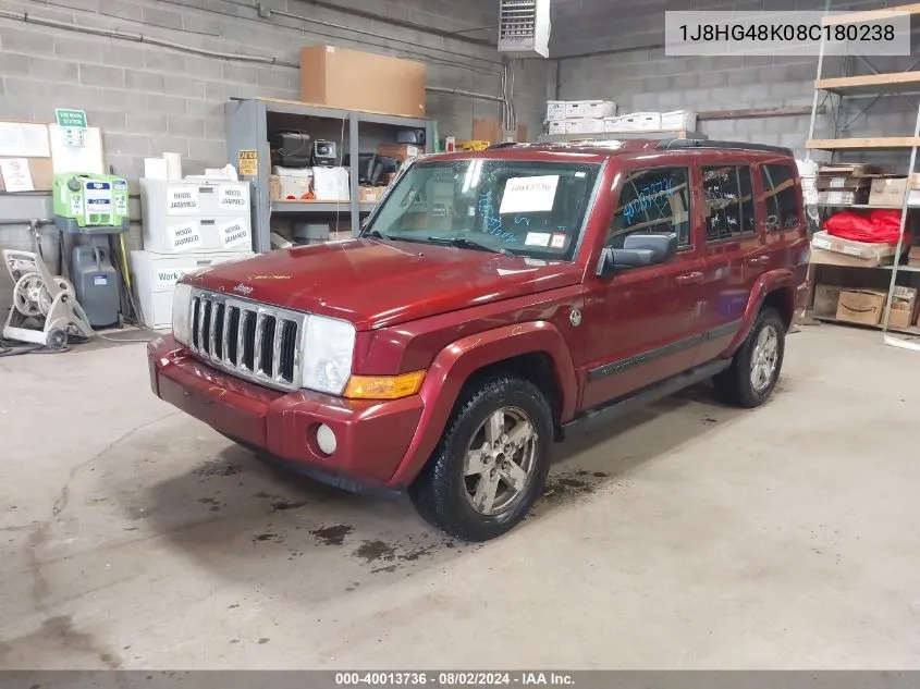 2008 Jeep Commander Sport VIN: 1J8HG48K08C180238 Lot: 40013736