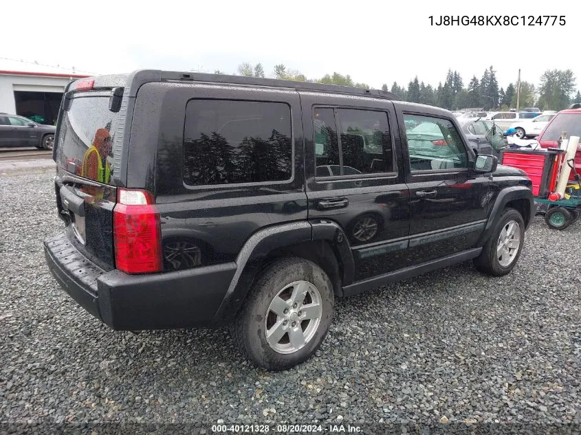 2008 Jeep Commander Sport VIN: 1J8HG48KX8C124775 Lot: 40121328