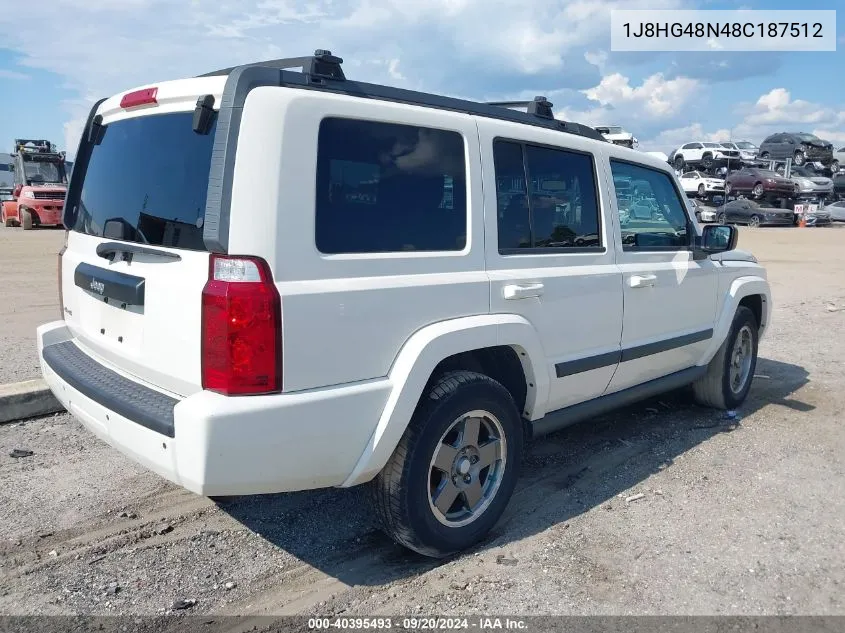 2008 Jeep Commander Sport VIN: 1J8HG48N48C187512 Lot: 40395493