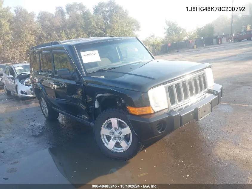 2008 Jeep Commander Sport VIN: 1J8HG48K78C200792 Lot: 40485245