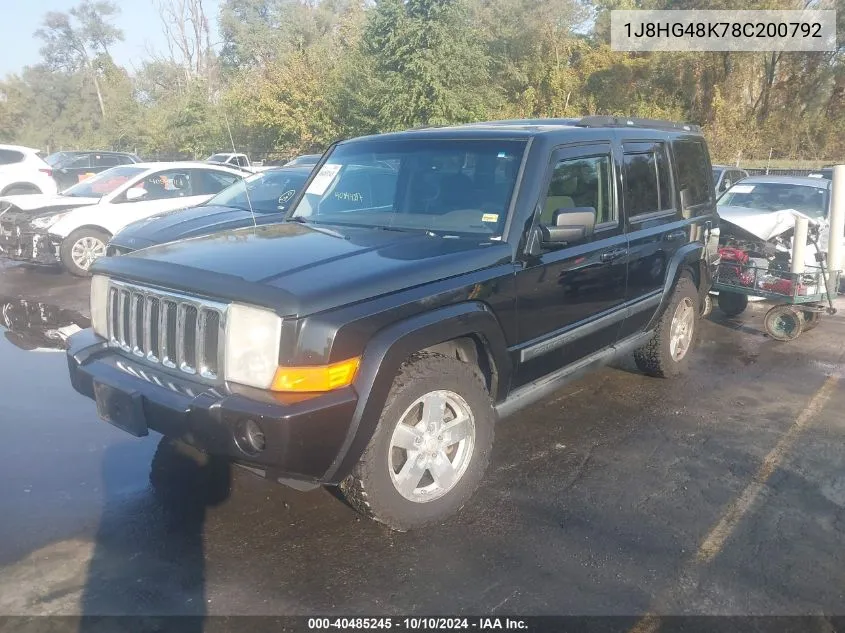 2008 Jeep Commander Sport VIN: 1J8HG48K78C200792 Lot: 40485245