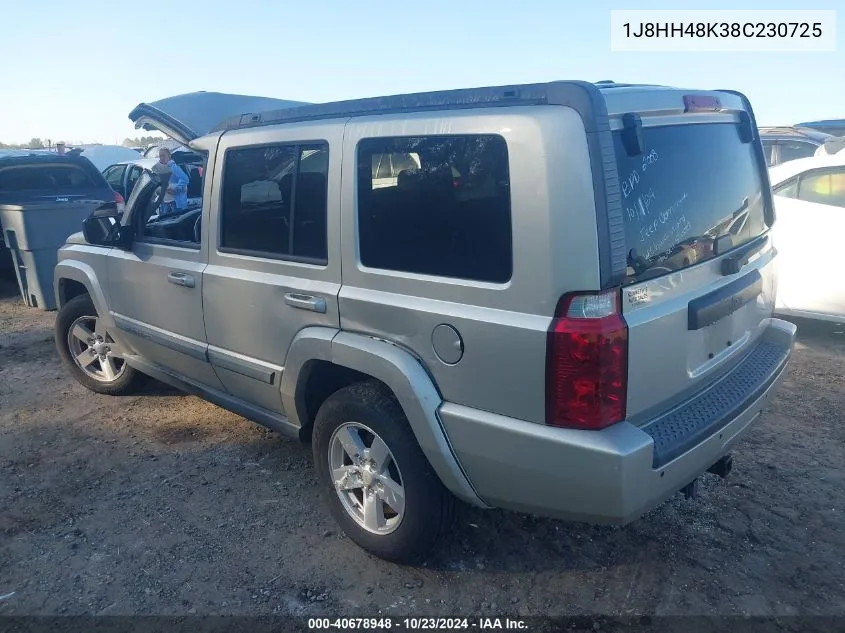 2008 Jeep Commander Sport VIN: 1J8HH48K38C230725 Lot: 40678948