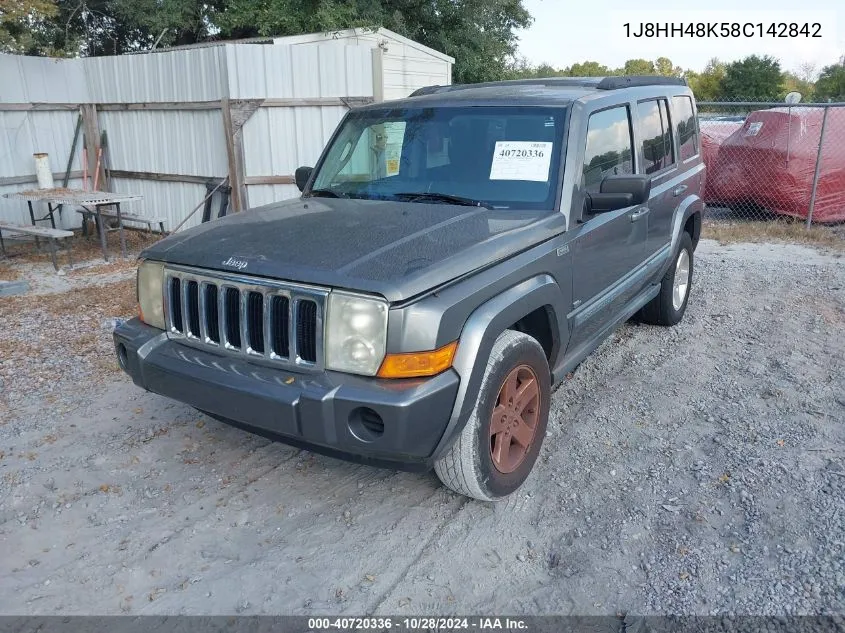 2008 Jeep Commander Sport VIN: 1J8HH48K58C142842 Lot: 40720336