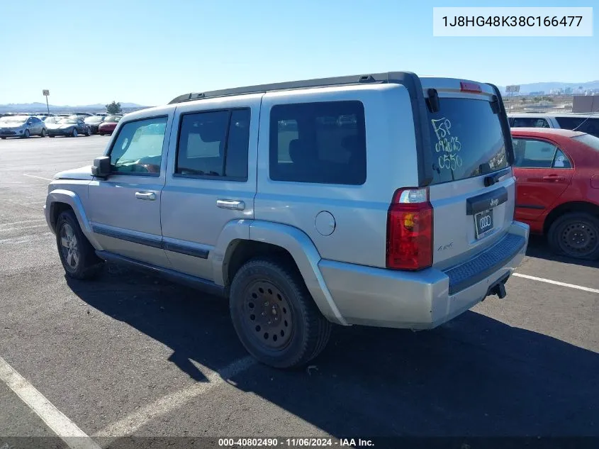 2008 Jeep Commander Sport VIN: 1J8HG48K38C166477 Lot: 40802490