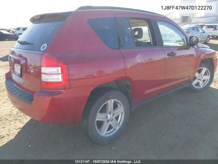 2007 Jeep Compass VIN: 1J8FF47W47D122270 Lot: 12121147