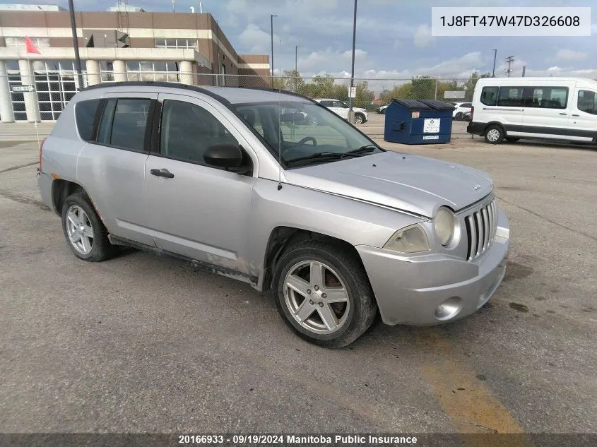 2007 Jeep Compass Sport VIN: 1J8FT47W47D326608 Lot: 20166933