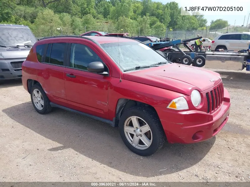 2007 Jeep Compass Sport VIN: 1J8FF47W07D205100 Lot: 39630021