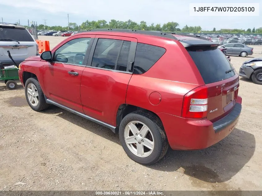 2007 Jeep Compass Sport VIN: 1J8FF47W07D205100 Lot: 39630021