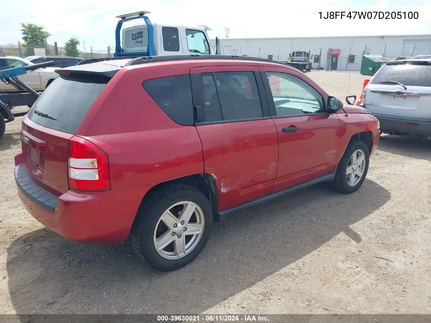 2007 Jeep Compass Sport VIN: 1J8FF47W07D205100 Lot: 39630021