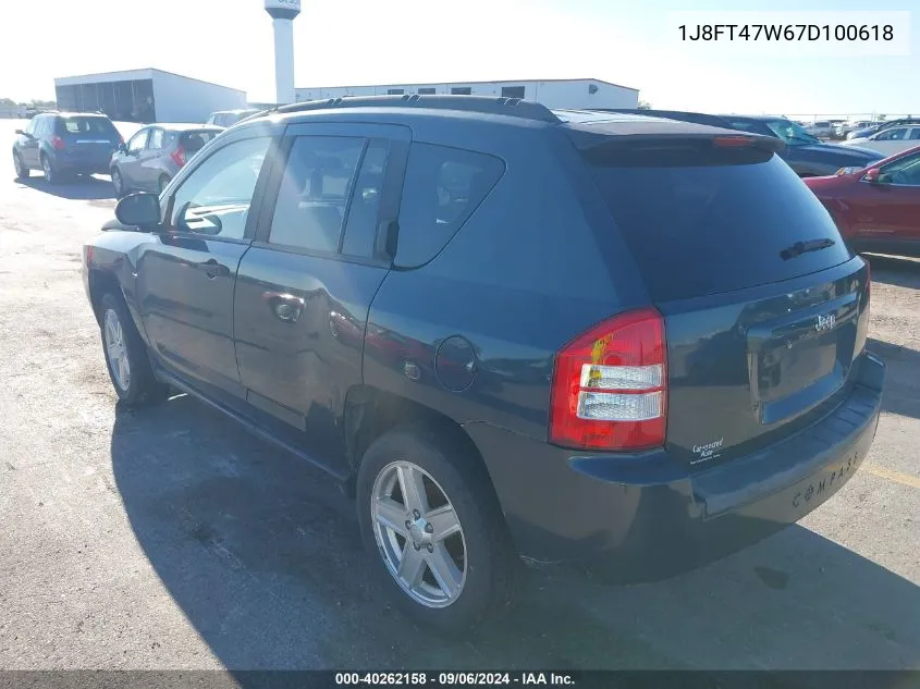 1J8FT47W67D100618 2007 Jeep Compass Sport