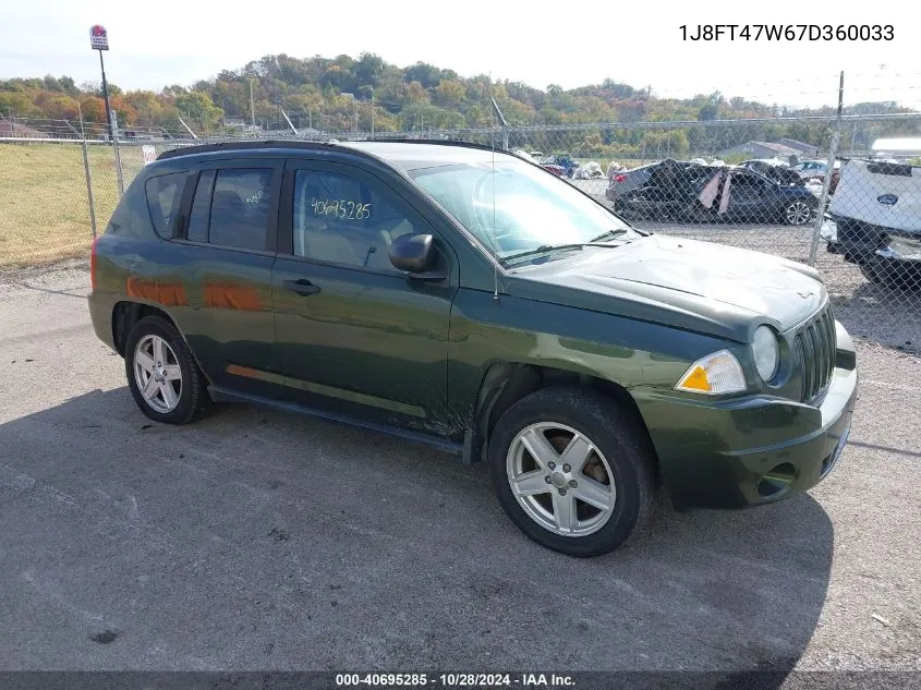 2007 Jeep Compass Sport VIN: 1J8FT47W67D360033 Lot: 40695285