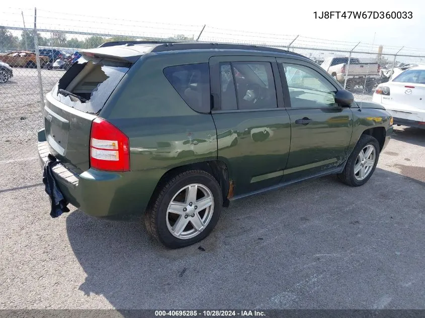 2007 Jeep Compass Sport VIN: 1J8FT47W67D360033 Lot: 40695285