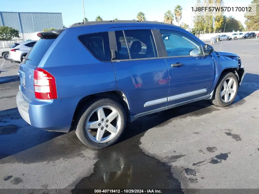 2007 Jeep Compass Limited VIN: 1J8FF57W57D170012 Lot: 40719412