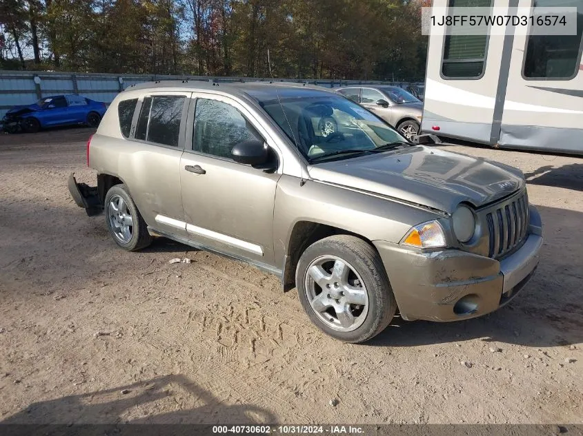 2007 Jeep Compass Limited VIN: 1J8FF57W07D316574 Lot: 40730602