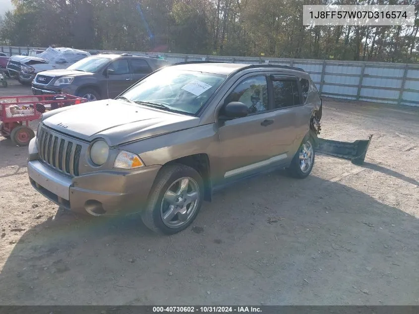 2007 Jeep Compass Limited VIN: 1J8FF57W07D316574 Lot: 40730602