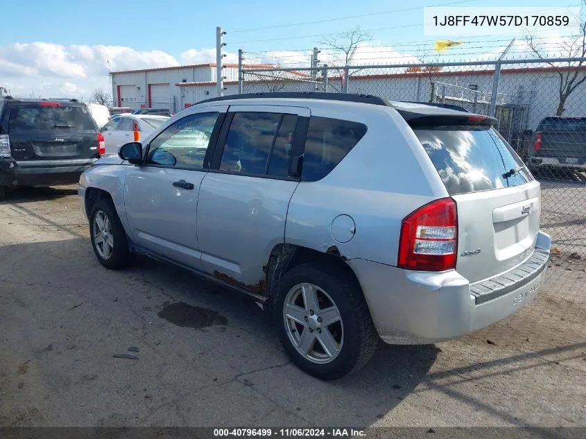 2007 Jeep Compass Sport VIN: 1J8FF47W57D170859 Lot: 40796499