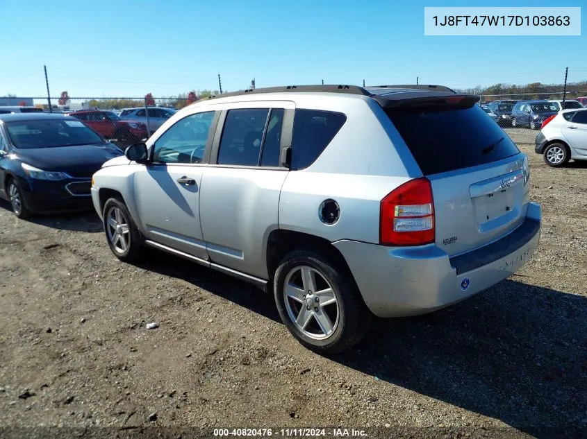 2007 Jeep Compass VIN: 1J8FT47W17D103863 Lot: 40820476