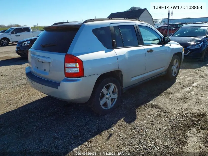 2007 Jeep Compass VIN: 1J8FT47W17D103863 Lot: 40820476