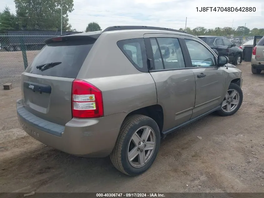 2008 Jeep Compass Sport VIN: 1J8FT47048D642880 Lot: 40306747