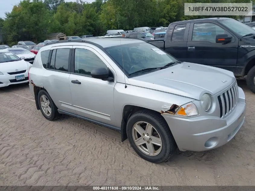 2008 Jeep Compass Sport VIN: 1J8FF47W38D527022 Lot: 40311638