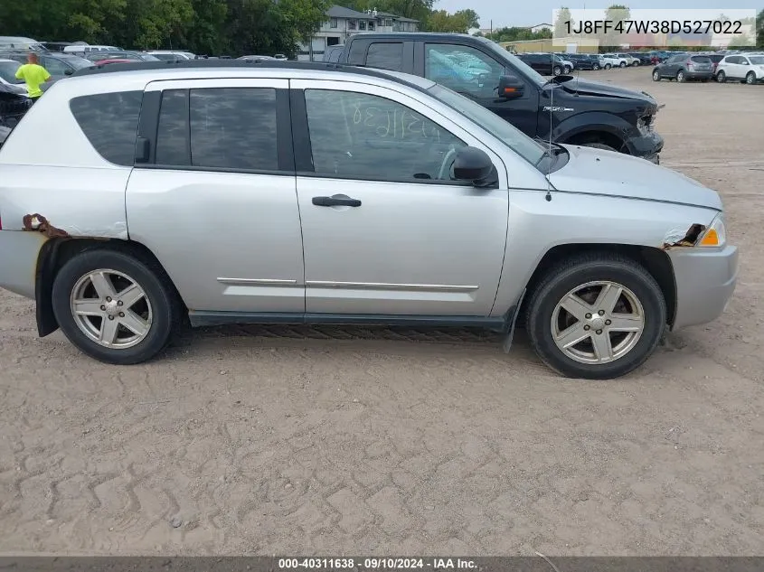 2008 Jeep Compass Sport VIN: 1J8FF47W38D527022 Lot: 40311638