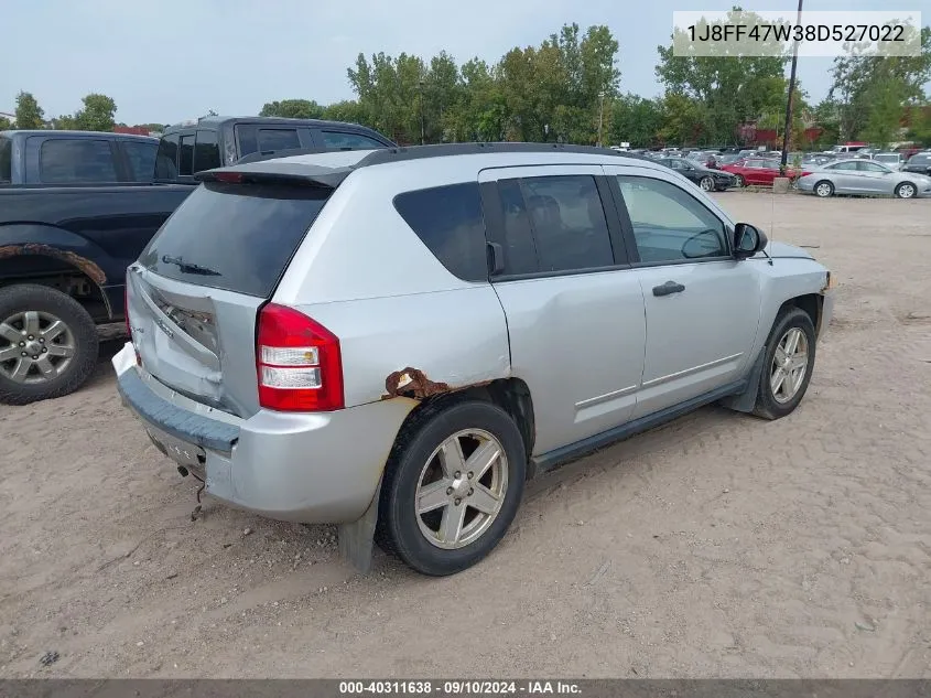 1J8FF47W38D527022 2008 Jeep Compass Sport