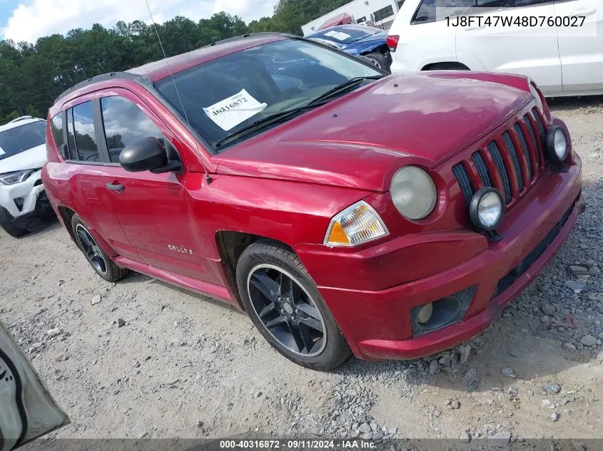 2008 Jeep Compass Sport VIN: 1J8FT47W48D760027 Lot: 40316872