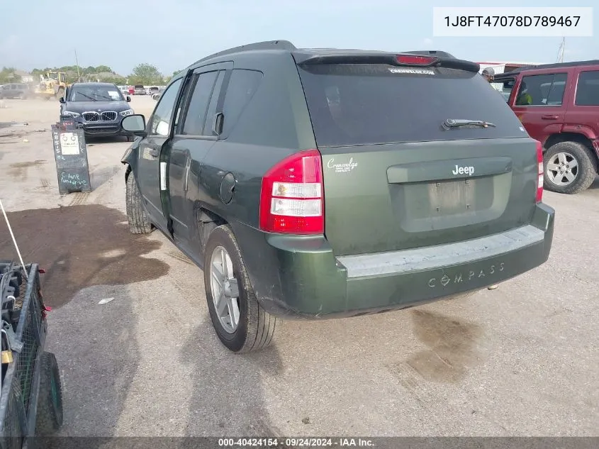 2008 Jeep Compass Sport VIN: 1J8FT47078D789467 Lot: 40424154