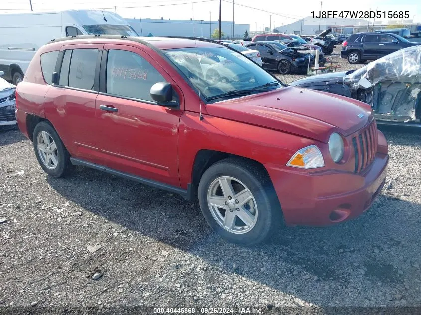 2008 Jeep Compass Sport VIN: 1J8FF47W28D515685 Lot: 40445868