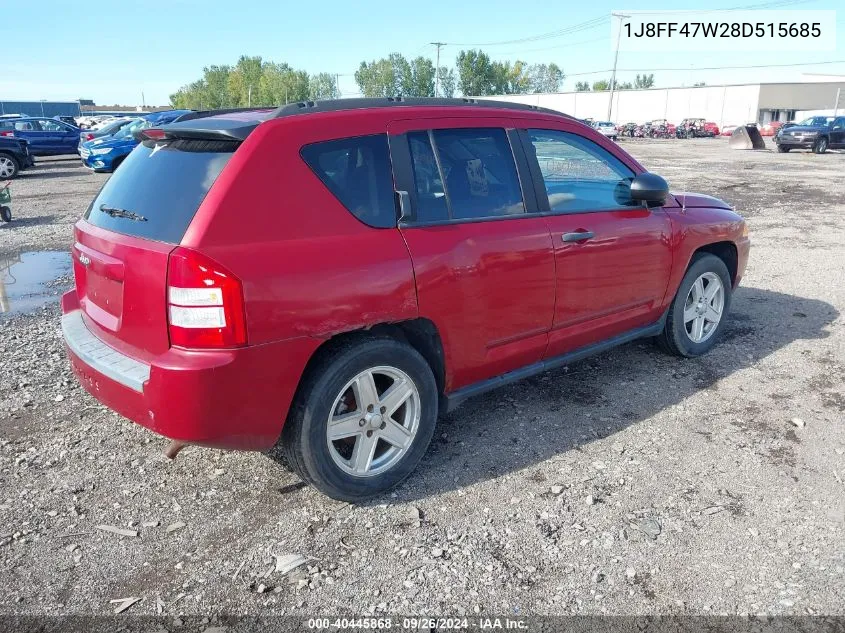 2008 Jeep Compass Sport VIN: 1J8FF47W28D515685 Lot: 40445868