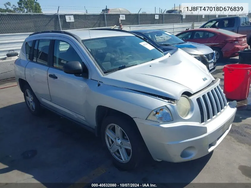 2008 Jeep Compass Sport VIN: 1J8FT47018D676839 Lot: 40532080