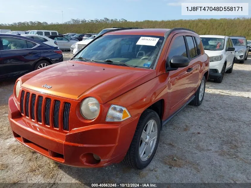 2008 Jeep Compass Sport VIN: 1J8FT47048D558171 Lot: 40563245