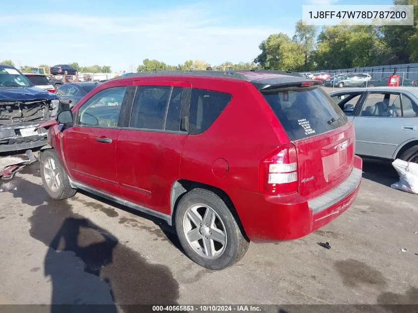 2008 Jeep Compass Sport VIN: 1J8FF47W78D787200 Lot: 40565853